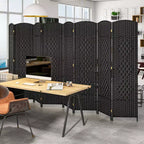 Divisorio per ambienti a 8 pannelli Costway, schermo pieghevole per la privacy alto 183 cm con struttura in legno massello marrone/nero