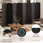 Divisorio per ambienti a 8 pannelli Costway, schermo pieghevole per la privacy alto 183 cm con struttura in legno massello marrone/nero
