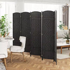 Divisorio per ambienti a 8 pannelli Costway, schermo pieghevole per la privacy alto 183 cm con struttura in legno massello marrone/nero