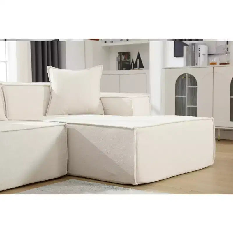 Divano componibile modulare 129,5W, divano a blocco di tofu a forma di L minimalista con installazione gratuita 4L -ModernLuxe