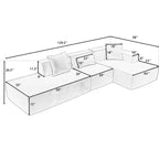 Divano componibile modulare 129,5W, divano a blocco di tofu a forma di L minimalista con installazione gratuita 4L -ModernLuxe
