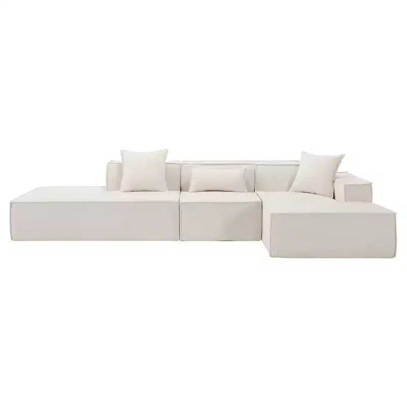 Divano componibile modulare 129,5W, divano a blocco di tofu a forma di L minimalista con installazione gratuita 4L -ModernLuxe