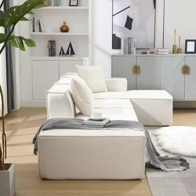 Divano componibile modulare 129,5W, divano a blocco di tofu a forma di L minimalista con installazione gratuita 4L -ModernLuxe