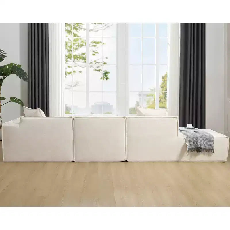 Divano componibile modulare 129,5W, divano a blocco di tofu a forma di L minimalista con installazione gratuita 4L -ModernLuxe