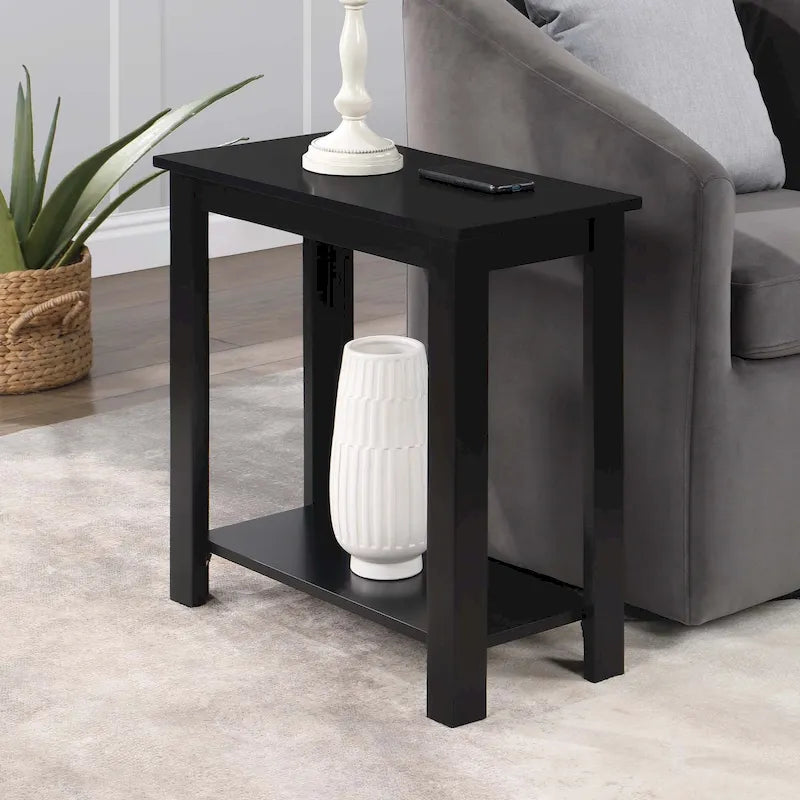 Tavolino d'appoggio a 2 ripiani con scaffale inferiore – Mogano / Nero / Bianco / Espresso, Singolo