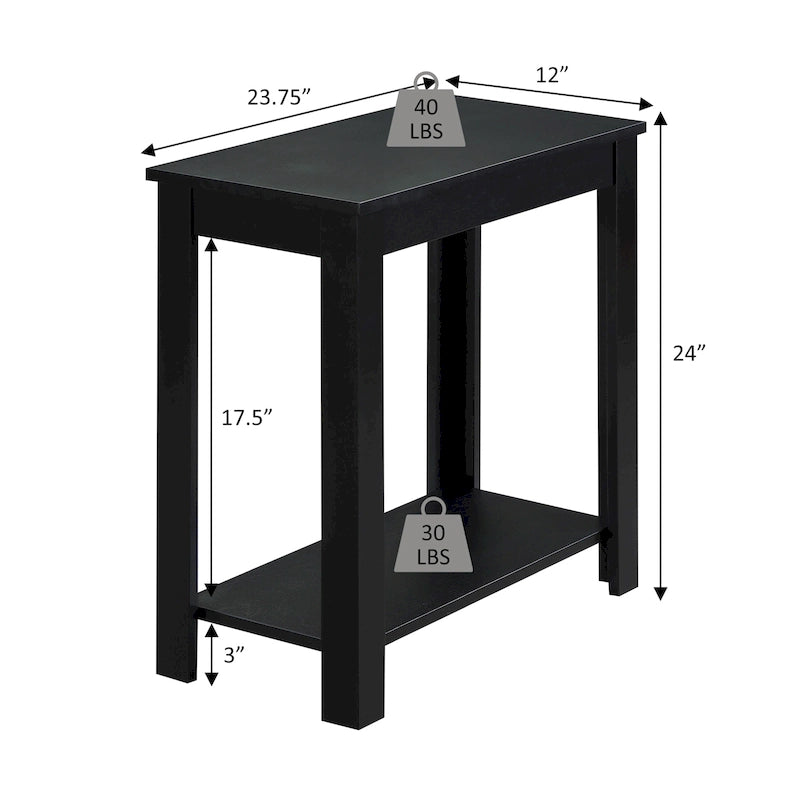 Tavolino d'appoggio a 2 ripiani con scaffale inferiore – Mogano / Nero / Bianco / Espresso, Singolo