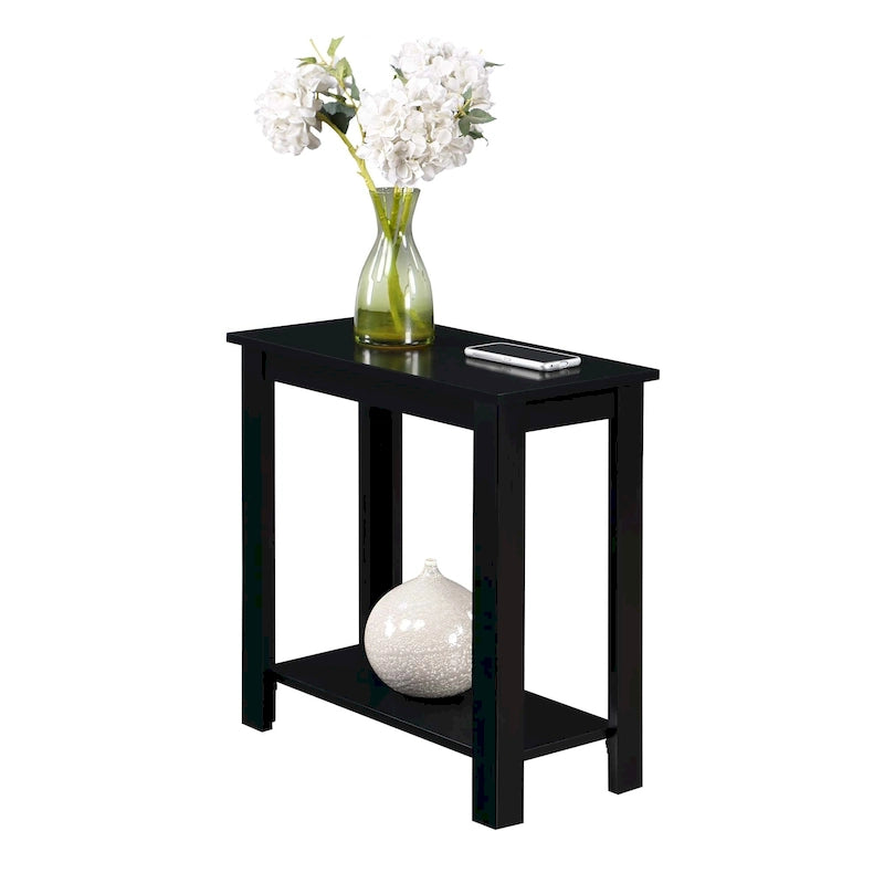Tavolino d'appoggio a 2 ripiani con scaffale inferiore – Mogano / Nero / Bianco / Espresso, Singolo