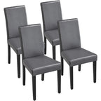 Sedie da pranzo con schienale alto in similpelle, cuscino in schiuma e gambe in legno di gomma – Nero / Grigio / Marrone / Bianco