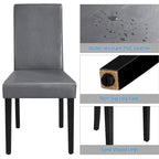 Sedie da pranzo con schienale alto in similpelle, cuscino in schiuma e gambe in legno di gomma – Nero / Grigio / Marrone / Bianco
