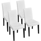Sedie da pranzo con schienale alto in similpelle, cuscino in schiuma e gambe in legno di gomma – Nero / Grigio / Marrone / Bianco