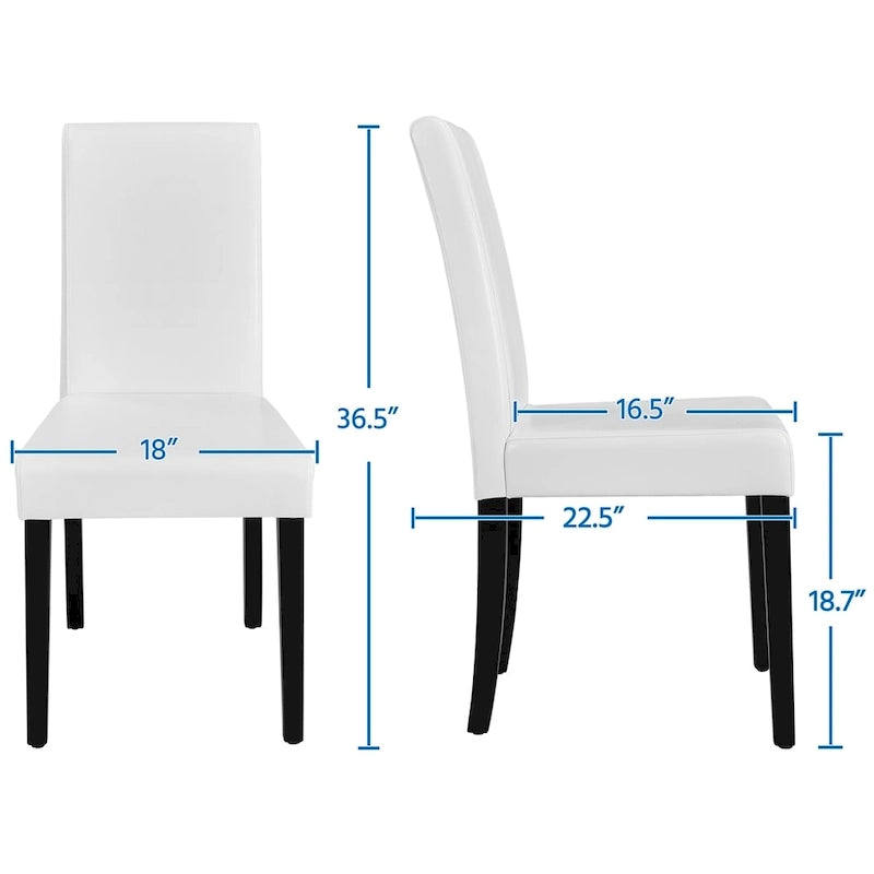 Sedie da pranzo con schienale alto in similpelle, cuscino in schiuma e gambe in legno di gomma – Nero / Grigio / Marrone / Bianco