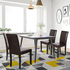 Sedie da pranzo con schienale alto in similpelle, cuscino in schiuma e gambe in legno di gomma – Nero / Grigio / Marrone / Bianco