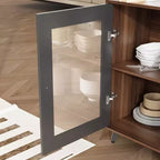 Credenza Famapy 63W in legno marrone con 4 cassetti, ganci e ripiani aperti