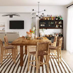 Credenza Famapy 63W in legno marrone con 4 cassetti, ganci e ripiani aperti