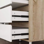 Credenza Famapy 63W in legno marrone con 4 cassetti, ganci e ripiani aperti
