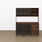 Credenza Famapy 63W in legno marrone con 4 cassetti, ganci e ripiani aperti
