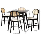 Set da pub Darrion in legno di 5 pezzi in stile moderno di metà secolo Baxton Studio