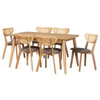 Set da pranzo di 7 pezzi Baxton Studio Dannell in legno, stile moderno-contemporaneo
