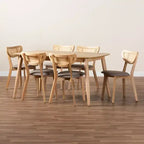 Set da pranzo di 7 pezzi Baxton Studio Dannell in legno, stile moderno-contemporaneo
