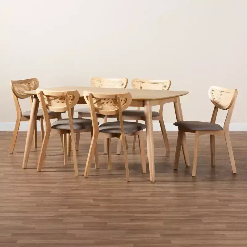 Set da pranzo di 7 pezzi Baxton Studio Dannell in legno, stile moderno-contemporaneo