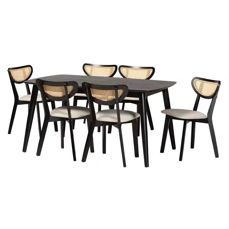 Set da pranzo di 7 pezzi Baxton Studio Dannell in legno, stile moderno-contemporaneo