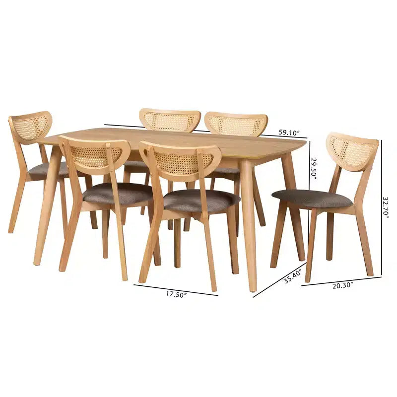 Set da pranzo di 7 pezzi Baxton Studio Dannell in legno, stile moderno-contemporaneo