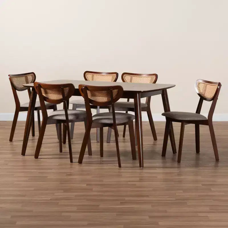 Set da pranzo di 7 pezzi Baxton Studio Dannell in legno, stile moderno-contemporaneo
