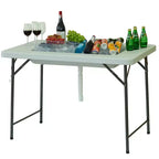 Tavolo bar pieghevole portatile Modern Home da 120 cm con bordo e gonna - bianco