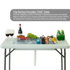 Tavolo bar pieghevole portatile Modern Home da 120 cm con bordo e gonna - bianco