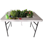 Tavolo bar pieghevole portatile Modern Home da 120 cm con bordo e gonna - bianco