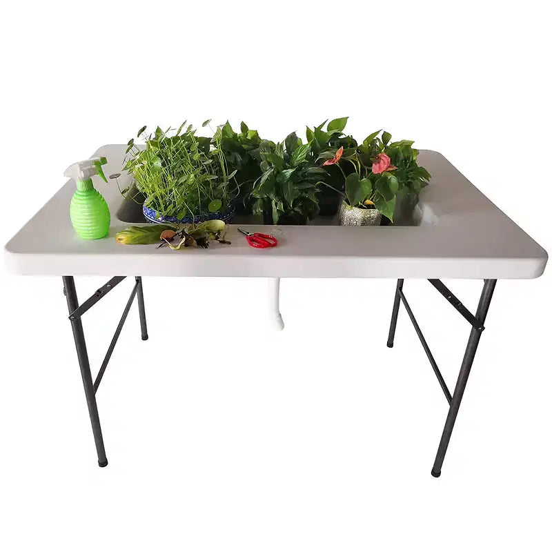 Tavolo bar pieghevole portatile Modern Home da 120 cm con bordo e gonna - bianco