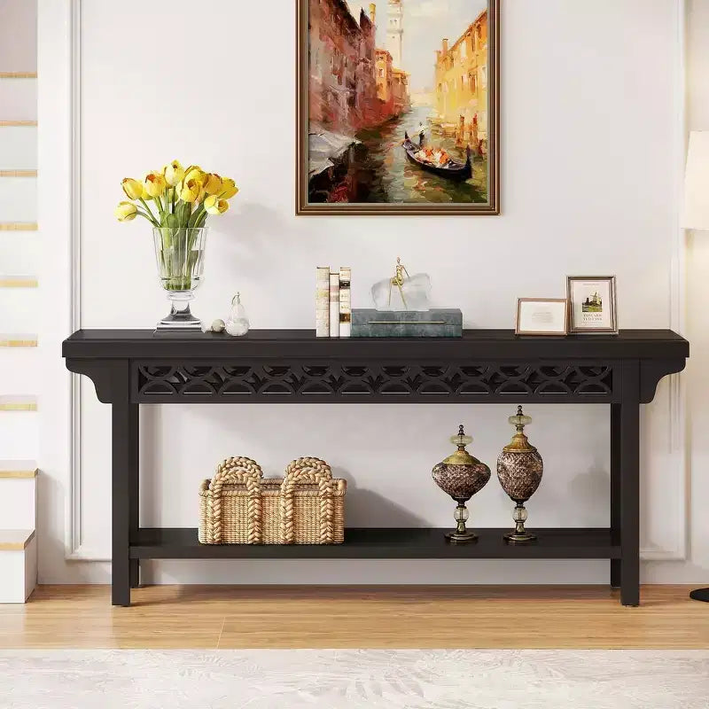Lantine Tavolo Consolle Lungo in Legno Massello da 70,8 Pollici