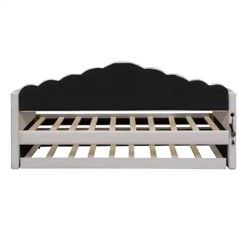 Divano letto singolo in velluto con letto estraibile/2 cassetti e porte di ricarica USB 4Q - ModernLuxe
