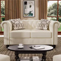 60 in. Velvet Beige Couches 2-Seater Loveseat for Living Room Furniture Sets-Morden Fort