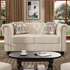 60 in. Velvet Beige Couches 2-Seater Loveseat for Living Room Furniture Sets-Morden Fort