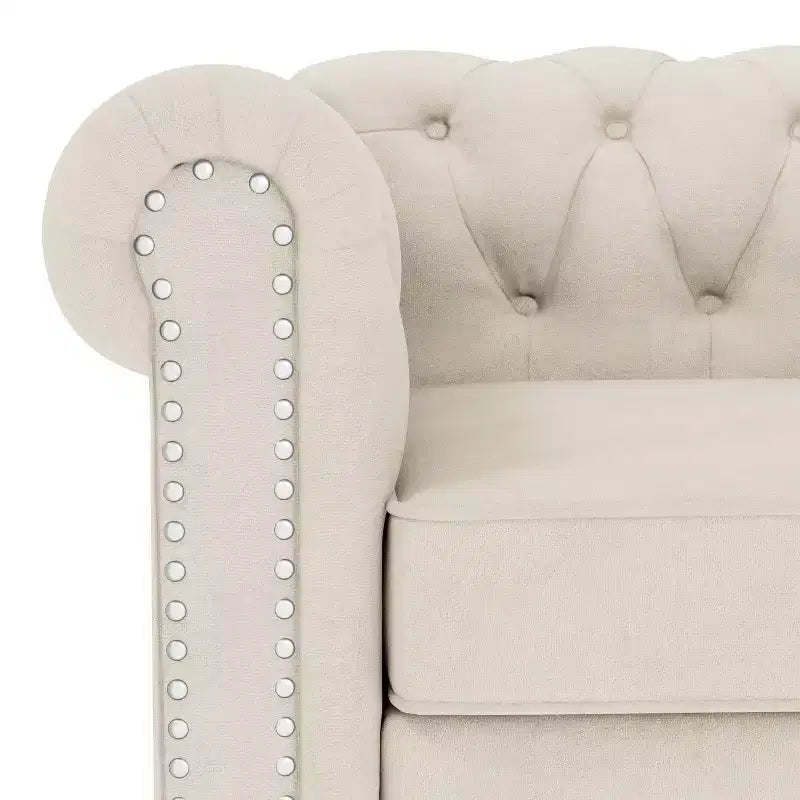 Divanetti 2 posti in velluto beige da 60 pollici per set di mobili da salotto - Morden Fort
