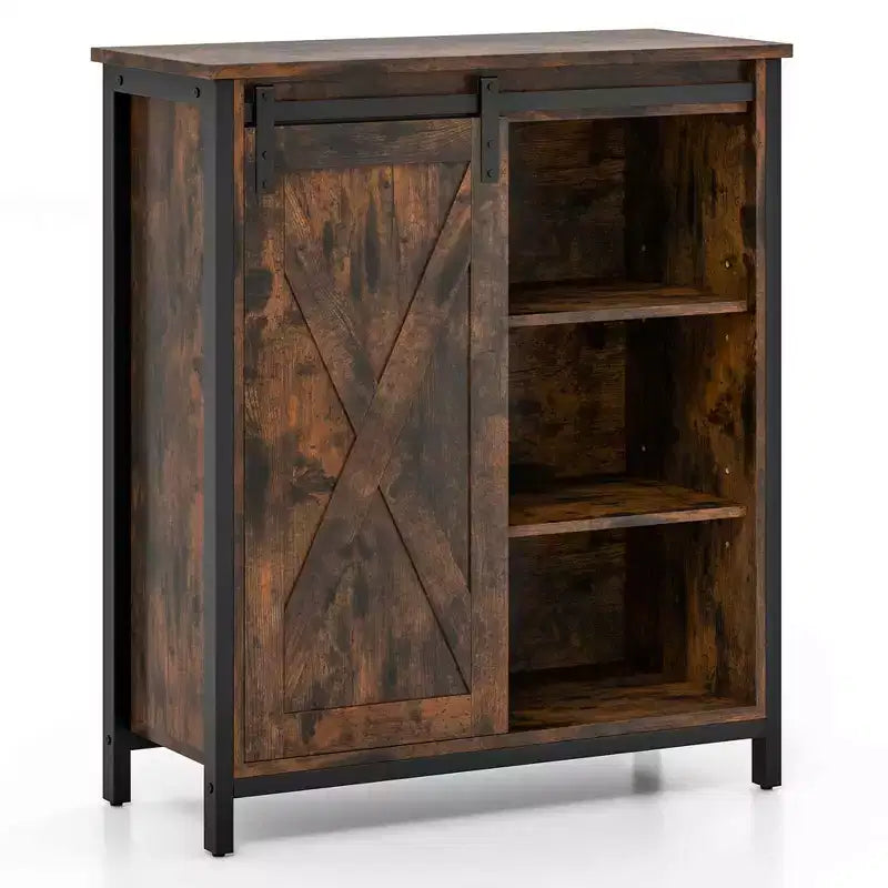 Mobile dispensa Costway da 32" con porta scorrevole "barn door" e ripiani regolabili