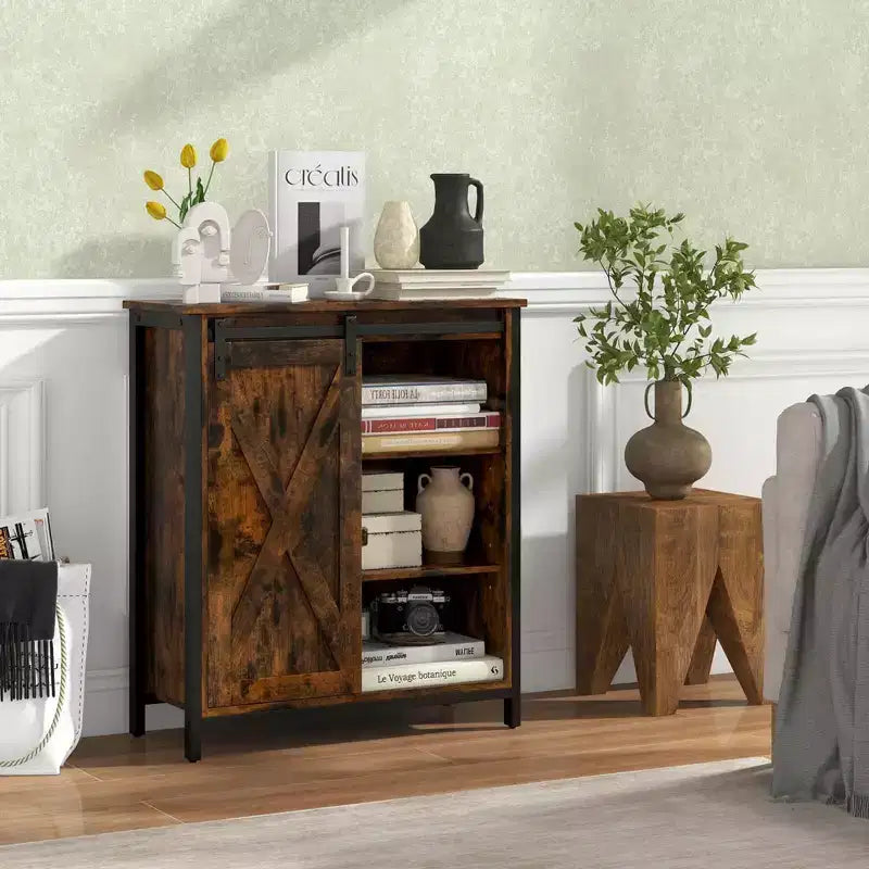 Mobile dispensa Costway da 32" con porta scorrevole "barn door" e ripiani regolabili