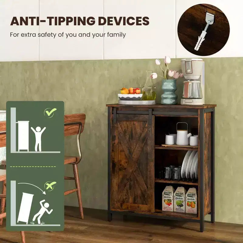 Mobile dispensa Costway da 32" con porta scorrevole "barn door" e ripiani regolabili