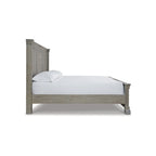 Letto a pannelli con testiera a persiana e finitura Bisque spazzolata – Bisque, Queen / King / California King, per 2 persone