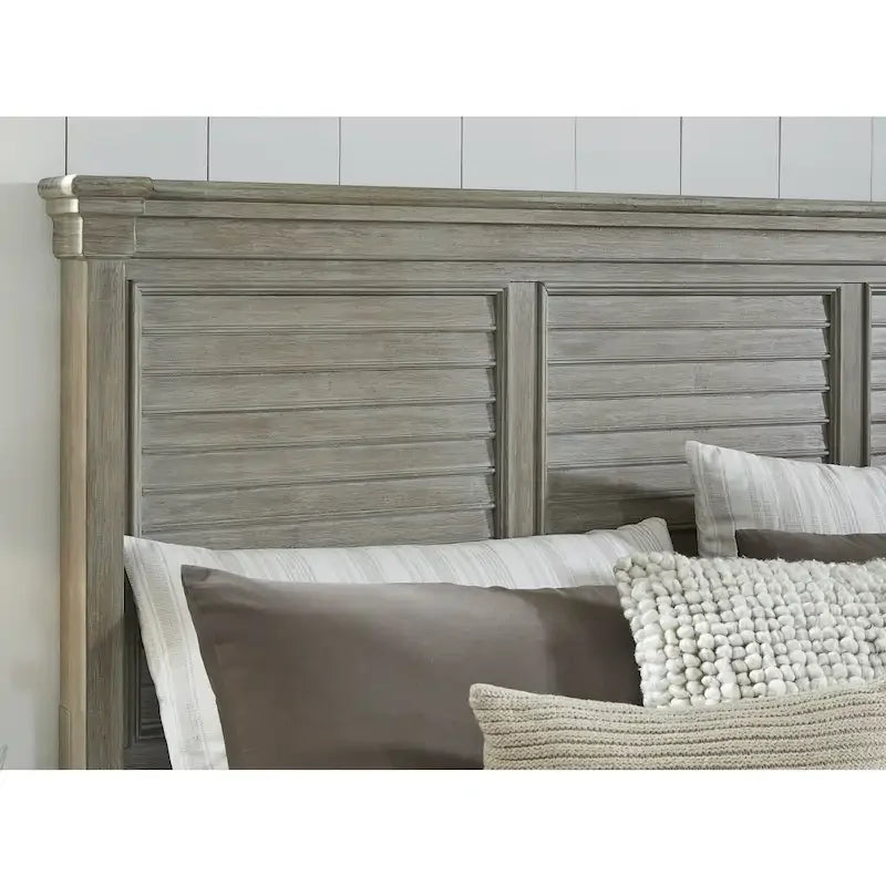 Letto a pannelli con testiera a persiana e finitura Bisque spazzolata – Bisque, Queen / King / California King, per 2 persone