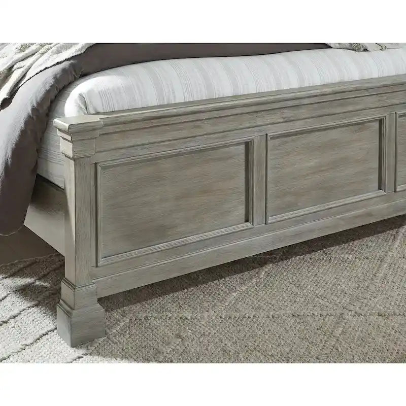 Letto a pannelli con testiera a persiana e finitura Bisque spazzolata – Bisque, Queen / King / California King, per 2 persone