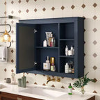 Mobiletto a Specchio per Bagno, Mobiletto da Parete Moderno per Bagno con Specchio, 6 Ripiani a Giorno, Mobiletto sopra il WC