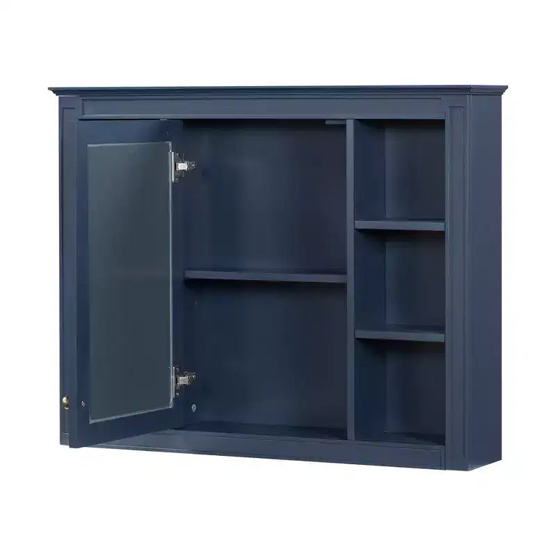 Mobiletto a Specchio per Bagno, Mobiletto da Parete Moderno per Bagno con Specchio, 6 Ripiani a Giorno, Mobiletto sopra il WC