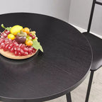 Set da pranzo a 3 pezzi VECELO, tavolo accentato e sedie moderni con piano rotondo in legno, altezza 76 cm, per stanza e piccoli spazi