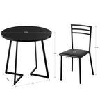 Set da pranzo a 3 pezzi VECELO, tavolo accentato e sedie moderni con piano rotondo in legno, altezza 76 cm, per stanza e piccoli spazi