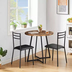 Set da pranzo a 3 pezzi VECELO, tavolo accentato e sedie moderni con piano rotondo in legno, altezza 76 cm, per stanza e piccoli spazi