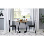 Set da pranzo a 3 pezzi VECELO, tavolo accentato e sedie moderni con piano rotondo in legno, altezza 76 cm, per stanza e piccoli spazi