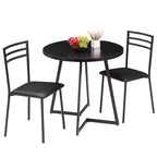 Set da pranzo a 3 pezzi VECELO, tavolo accentato e sedie moderni con piano rotondo in legno, altezza 76 cm, per stanza e piccoli spazi