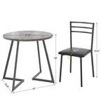 Set da pranzo a 3 pezzi VECELO, tavolo accentato e sedie moderni con piano rotondo in legno, altezza 76 cm, per stanza e piccoli spazi